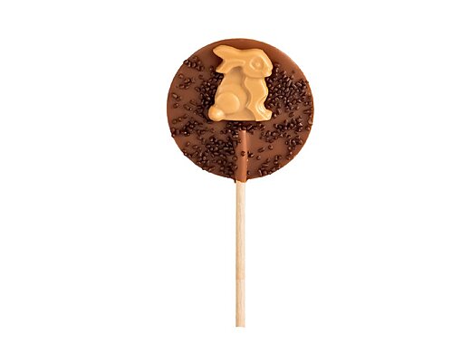 Sucette chocolat lait lapin blanc caramélisé