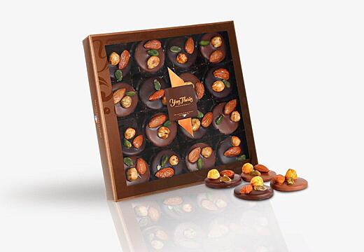 Boîte mendiants chocolat noir et lait x16